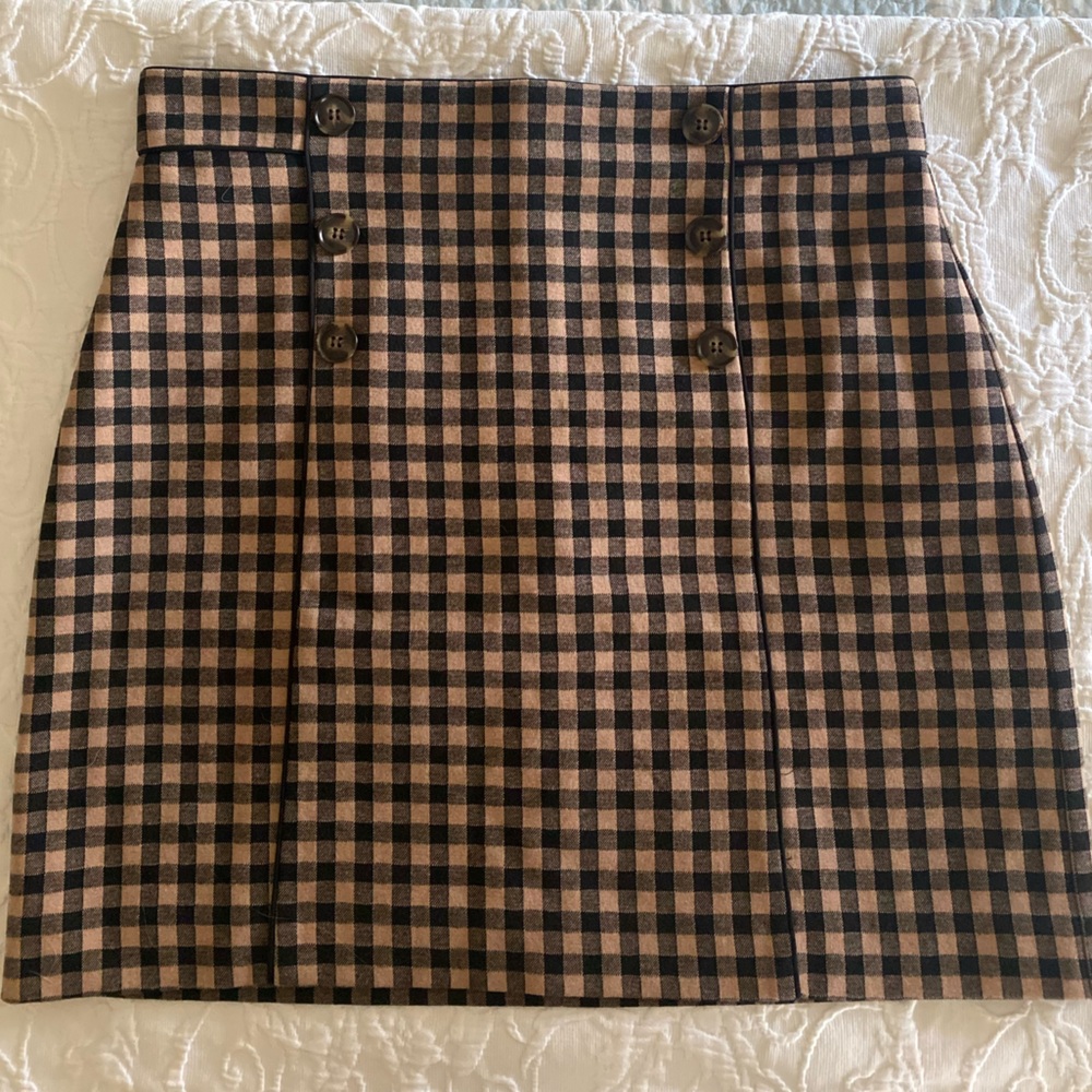 Ann Taylor Plaid Mini Skirt in Brown and Black